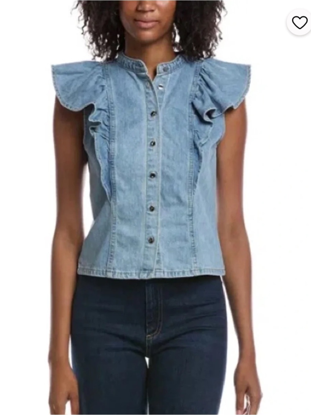 Current/Elliott Denim Ruffle Sleeve Button Down Blouse-size M (BNWT)